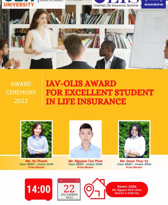 Giải thưởng: “IAV-OLIS Award for Excellent Student in Life Insurance”